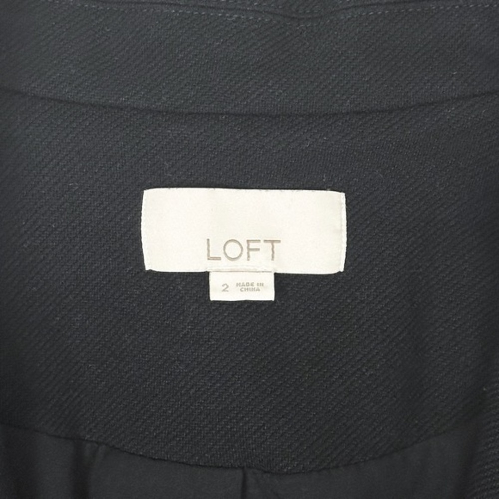 LOFT One Button Blazer Size 2 Black Cotton Blend Classic Tailored Career Office - Picture 8 of 9
